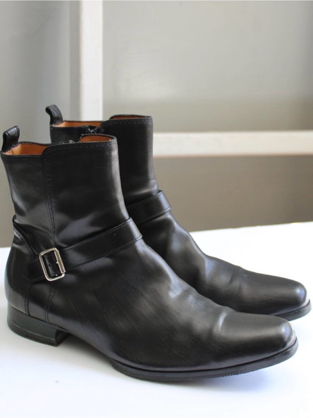 CNC Costume National Black Leather Harness Ankle Boots